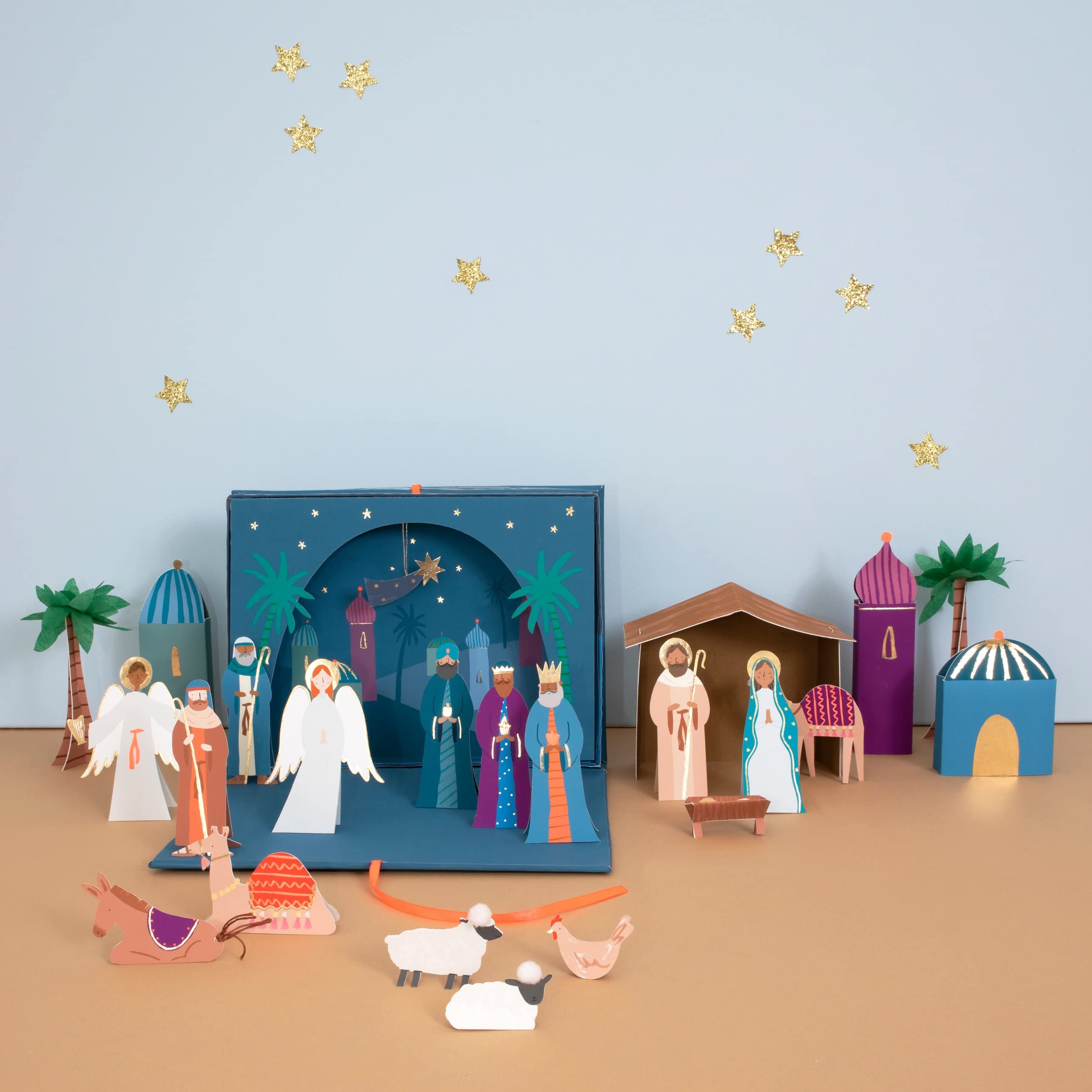 Meri Meri Nativity Paper Craft Advent Calendar (Pack of 1), Ages 3+, Pack Dimensions 9.5 x 12.75 x 1.75, Christmas Story Advent